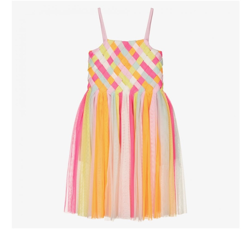 Girls rainbow lattice tulle dress